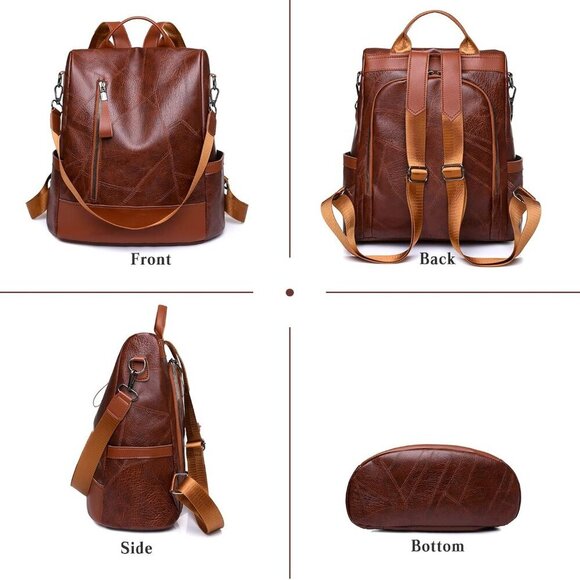 Women Anti-Theft Backpack Waterproof PU Leather Casual Travel School Bag main image 7